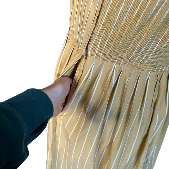 THE GREAT The Laurel Pinstripe Midi Dress Women's Size 2 US Size Medium Sunshine - Picture 7 of 10